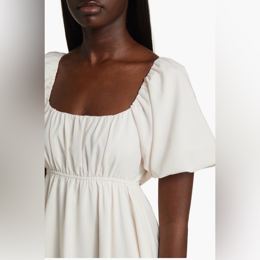 All in Favor Puff Sleeve Babydoll Minidress in Cream NWT - Picture 3 of 11